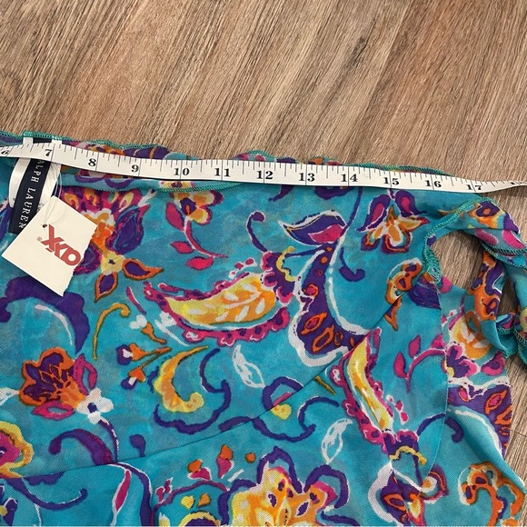 Vtg Y2K Ralph Lauren Swim Tie Skirt Cover Up Women’s Med Blue Floral Mesh Beach - Picture 5 of 8